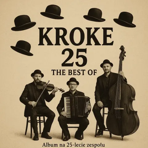Beige Album Cover Featuring Floating Black Hats