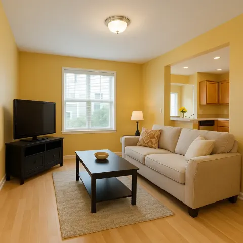 Living Room with Light Wooden Floors