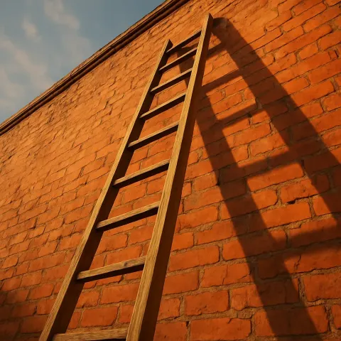 Tall Wooden Ladder with Just One Rung