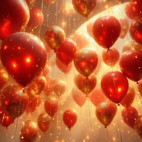 Mystical Balloons Beneath a Celestial Ceiling Fan