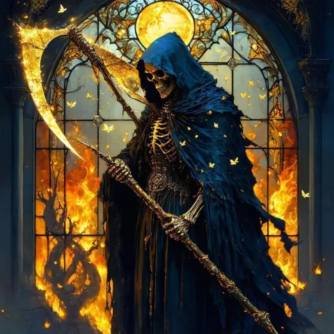 Grim Reaper With Firefly Cloak and Scythe