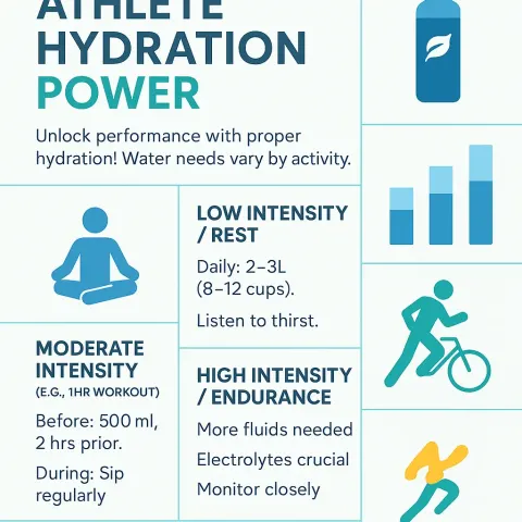 Showing Water Intake Recommendations Based on Activity Level (TYPE: Infographic/Chart