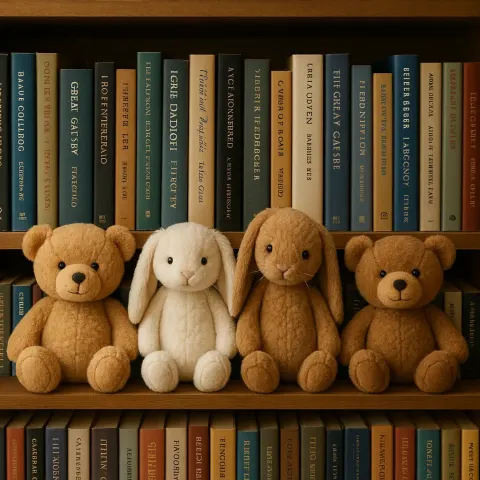 Row of Four Stuffed Animals