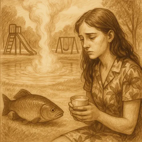 Gazing at a Robust Tench near a Geyser's Swirling Plume