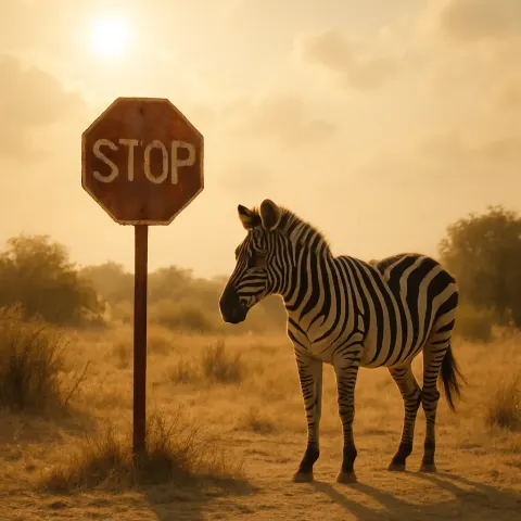 Sun-drenched Setting Featuring a Lone Zebra Standing Next