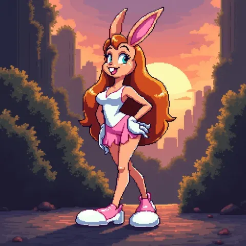 Jessica Rabbit as Lola Bunny Pixel Art