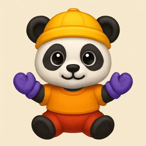 Baby Panda Emoji Dressed in Red Pants