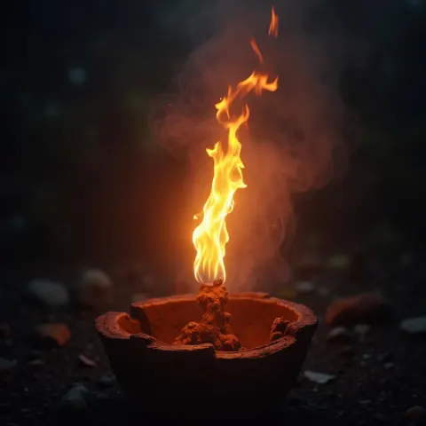 Sacred Flame Blazing in Cinematic Shadow