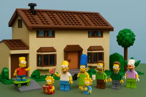LEGO Depiction of the Simpsons House with Characters and Accessories