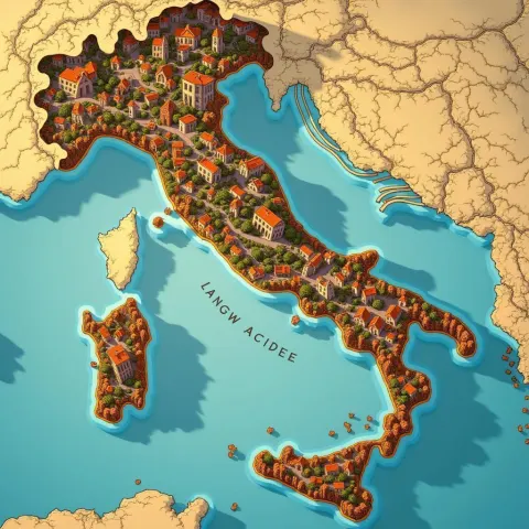 Manga Map of Italy With Exaggerated Landmarks