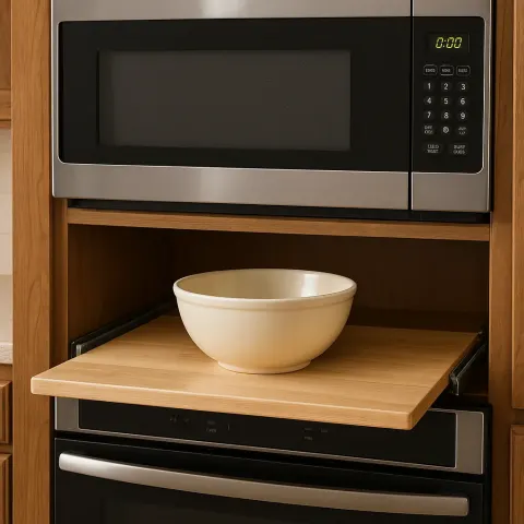 Pull-out Shelf Beneath a Microwave