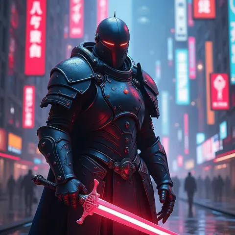 Space Marine Knight in Stalenhag Dystopia