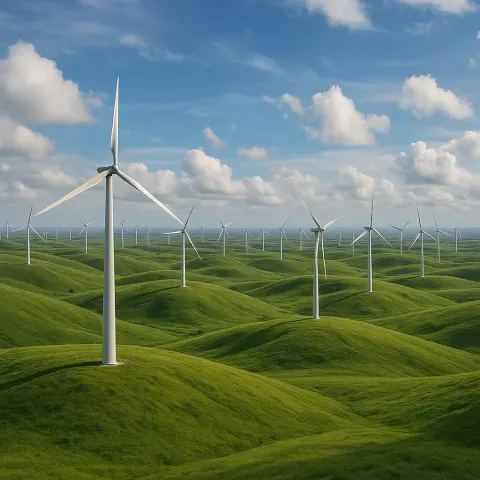 Sprawling Wind Farm of Numerous Turbines