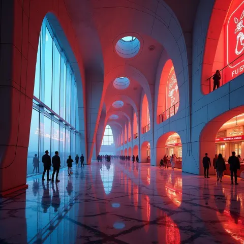 Neon Italian Monument Interior by Zaha Hadid
