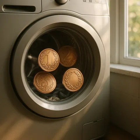 Inside the Drum of a Silver-gray Washing Machine