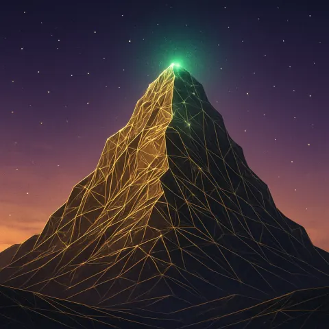 Digital Artwork of a Towering Mountain Peak