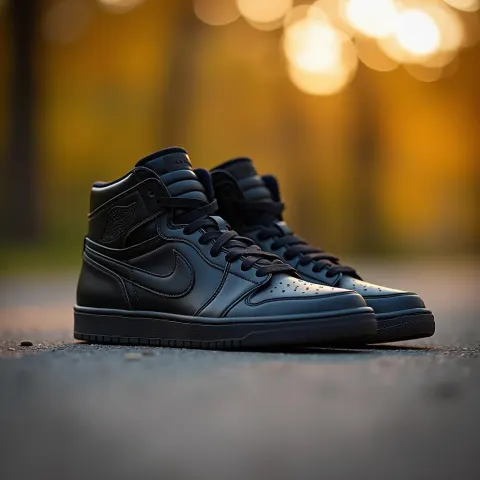 Black Nike Hi Tops in Golden Bokeh