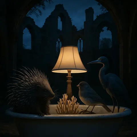 Tub Hosts a Surreal Menagerie—porcupine