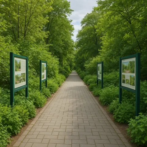 Walkway with a Hard Surface Surrounded by Lush Plants