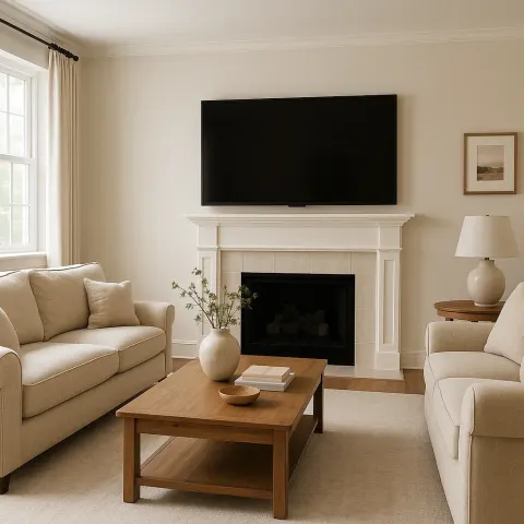 Living Room with Beige Furniture