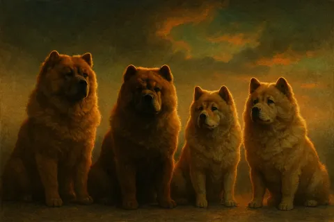 Several Dignified Chow Dogs