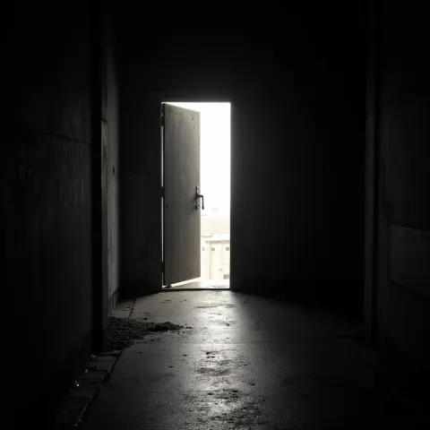 Door of Knowing Glowing Through Urban Darkness