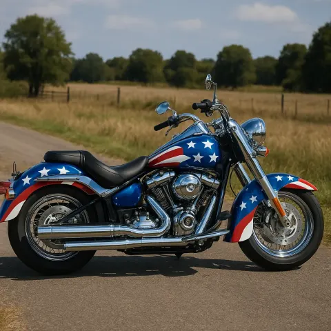 Cruiser Motorcycle with a Patriotic Flair