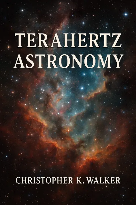 Book Cover Featuring the Title "Terahertz Astronomy" with Cosmic Imagery