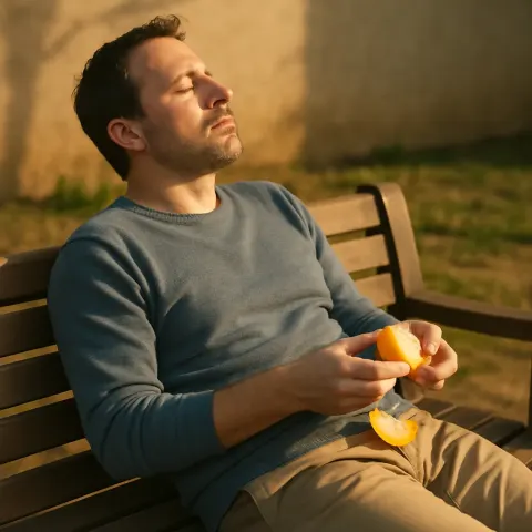 Relaxing on a Wooden Bench