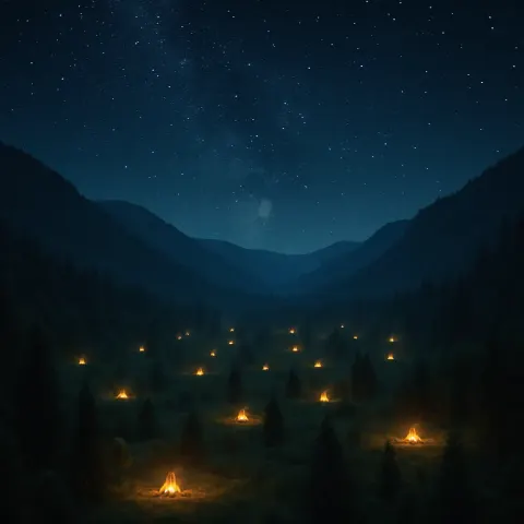 Numerous Distant Campfires Dot