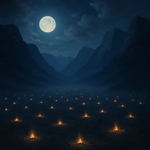 Numerous Tiny Campfires Dot a Vast