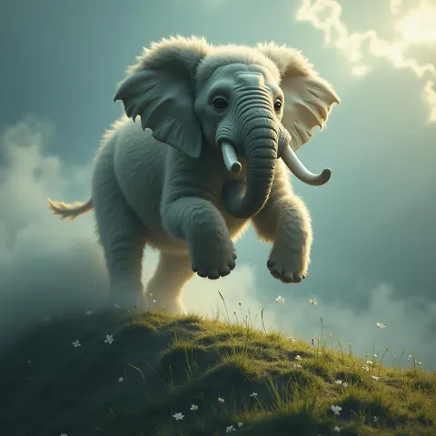 Elephant Dog Leaping Over Enchanted Hill