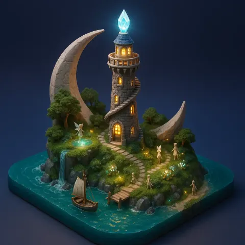 3D Fantasy-style Miniature of a Majestic Lighthouse