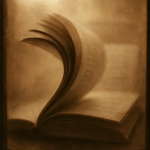 Sepia-toned Image Captures the Gentle Motion of an Open Book's