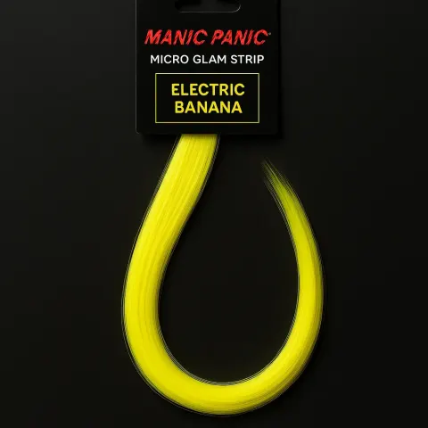 Neon Yellow Hair Extension Labeled "Manic Panic Micro Glam Strip