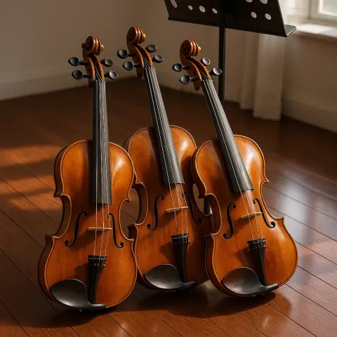 Three Violins with a Radiant Sheen