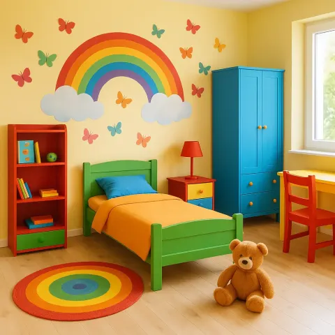 Colorful Children's Bedroom Featuring Vibrant Furniture