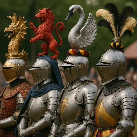 Unique Style of Helmets Worn by Medieval Knights During Ceremonial