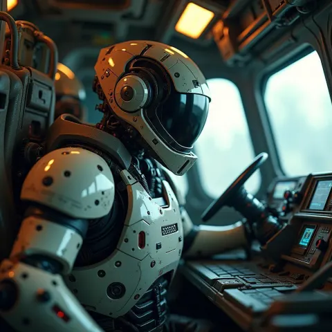 Cyborg Pilot Wired Into Battle Droid Cockpit