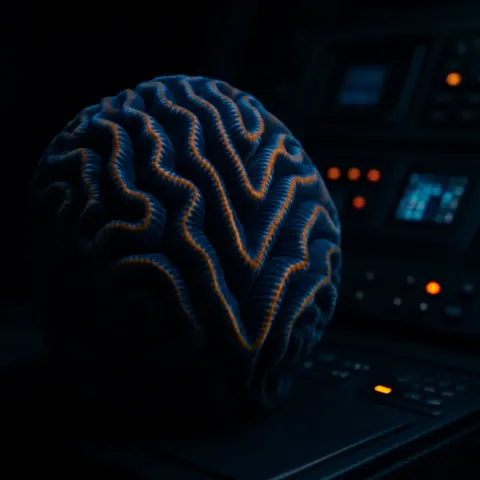 Single Brain Coral with Distinctive Bi-color Ridges and Wide V-shaped