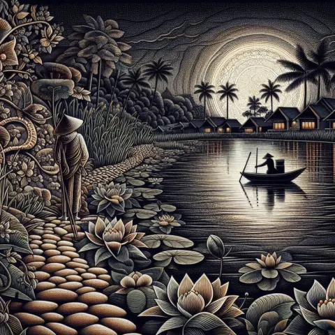 Tapestry Artwork of Calm River Night