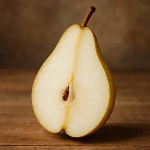 Newly Sliced Piece of Pear