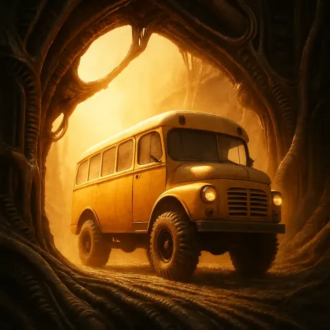 Single Minibus—its School Bus Yellow Paint and Retro Rounded Design