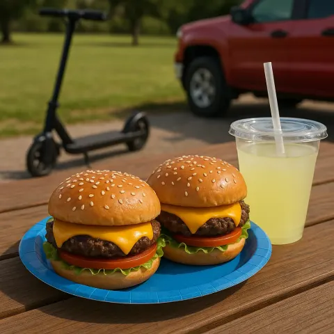 On a Wooden Picnic Table