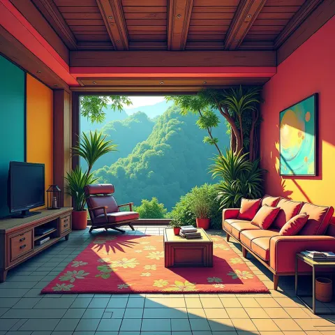 High Energy Manga Loft Overlooking Lush Forest