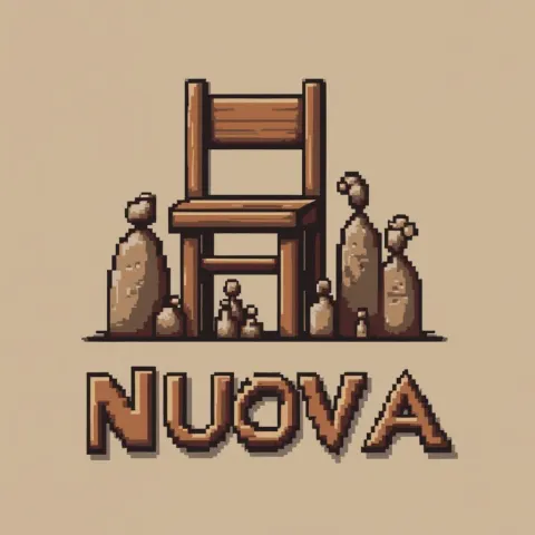 Chunky Pixel NUOVA Logo With Sculpted Chair