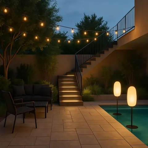 Outdoor Patio with String Lights