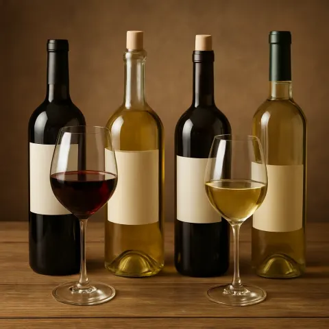 Selection of Wine Bottles and Glasses