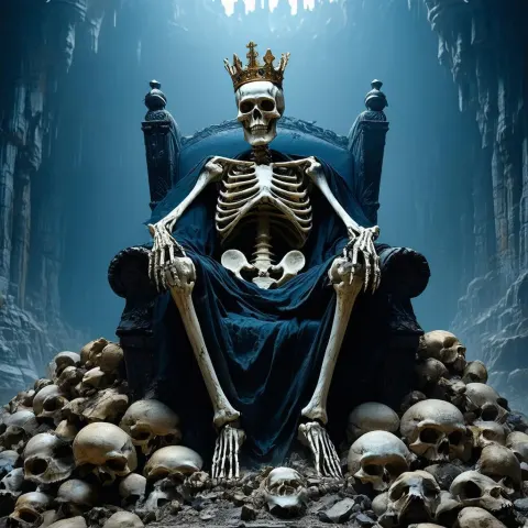 Skeleton King Enthroned on Mountain of Bones