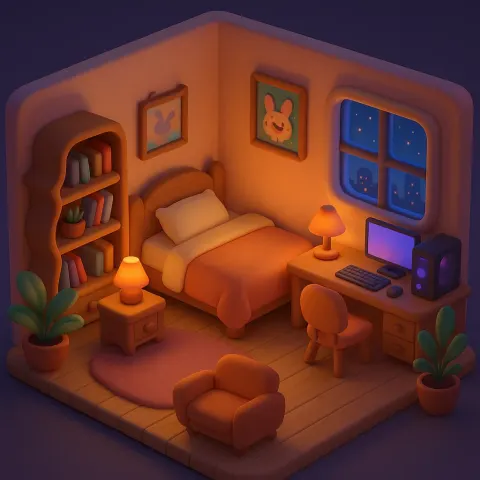 Cozy Bedroom Scene in a Whimsical